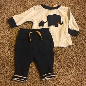 Baby boy Navy Elephant long sleeve top pants set